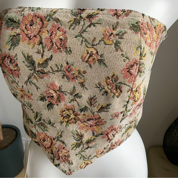 Floral Tapestry Strapless Corset Top Vintage Bustier NWT - Picture 4 of 8